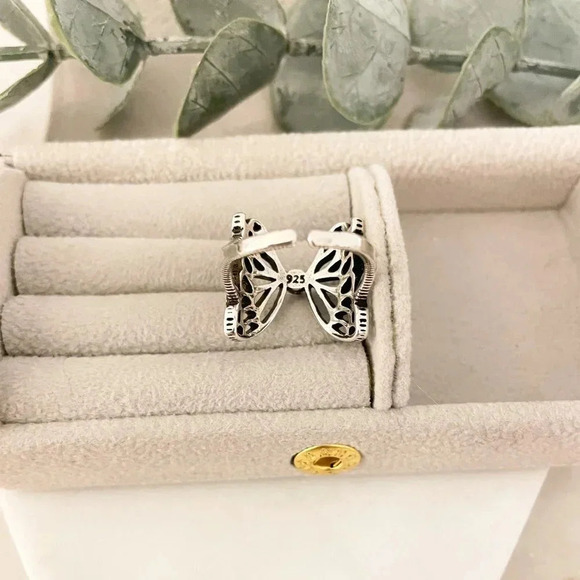 925 Sterling Silver Butterfly Ring Wings Ring Minimalist Geometric Ring Band - Picture 10 of 10